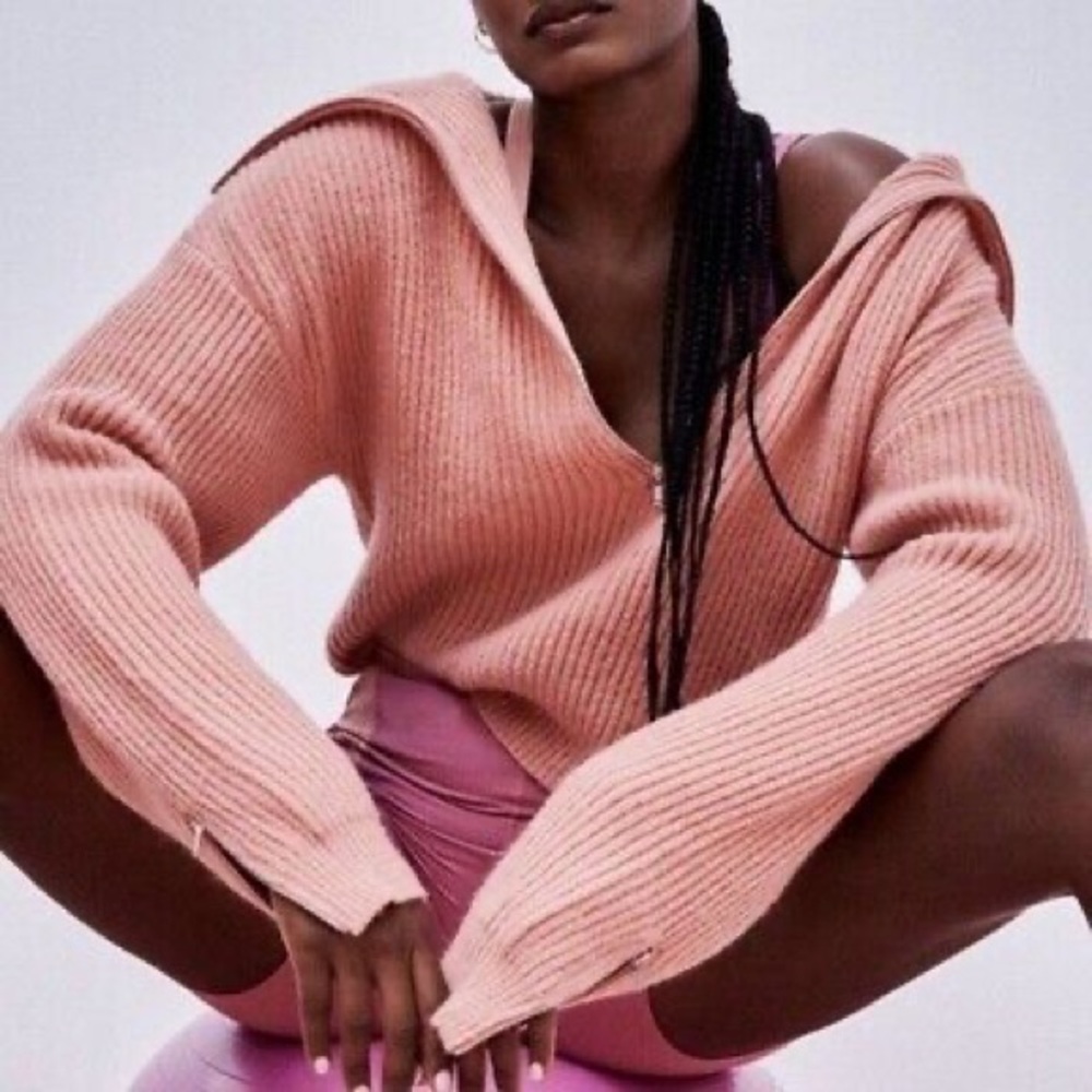 For Love and Lemons half zipper sweater in rose brand new